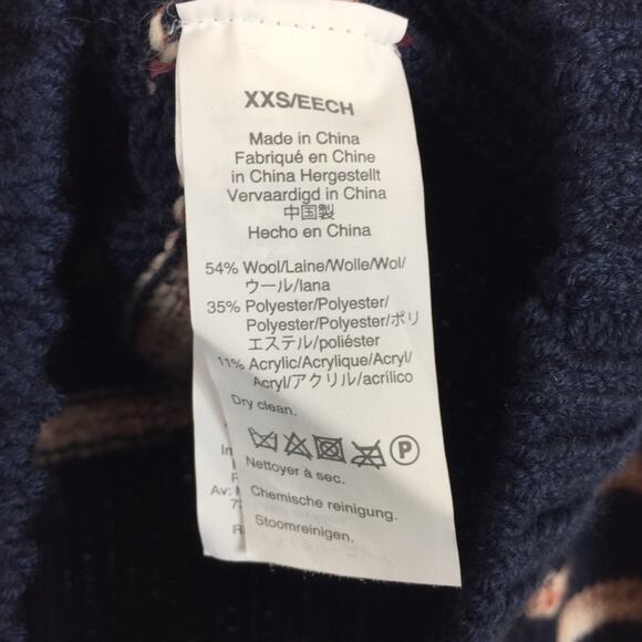 Madewell Blue Striped Wool Sweater XXS Metcalf Mockneck Balloon Sleeve Chunky - Picture 6 of 12